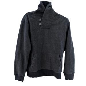 Gap Men’s M Navy Speckled Pullover Sweatshirt Shawl Collar Button Neck Cozy